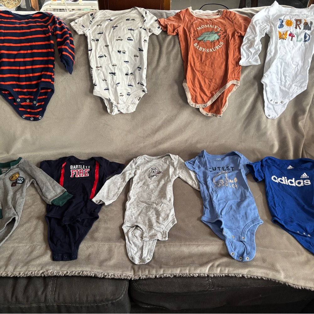 Assorted Baby One-Piece Bodysuit Pack - Blue, Orange, White, Gray